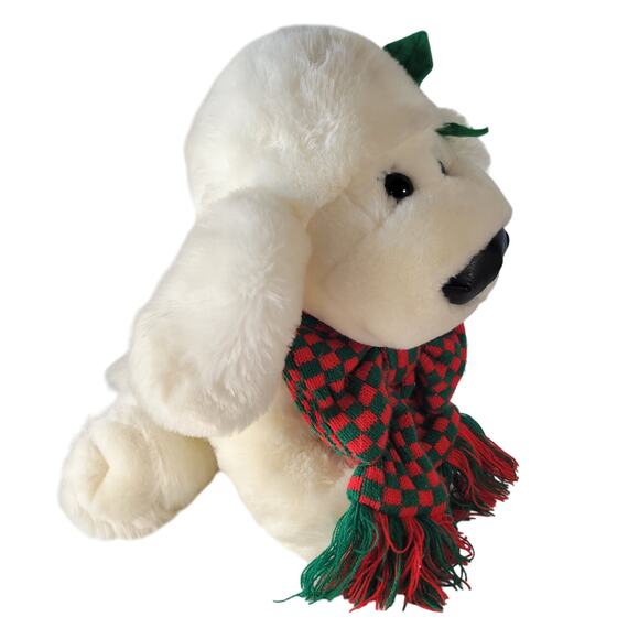 Cuddly Messengers Christmas Dog Plush Stuffed Animal 14" White Puppy Holiday - Picture 7 of 16